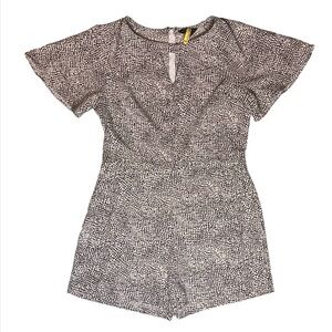 Banana Republic Factory Black and Cream Patterned Romper